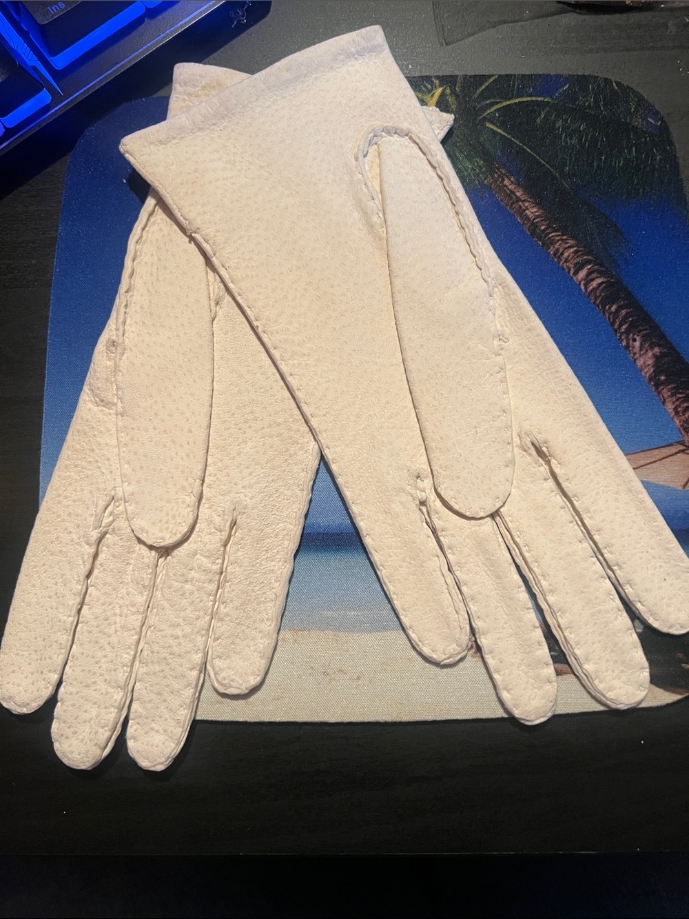 Vintage Women's Ivory Leather Gloves